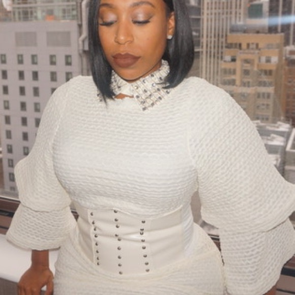 N6-NWT GRACIA Cream Wide sleeves Pencil Dress - Picture 2 of 8